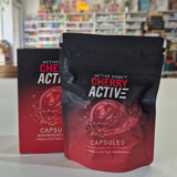 Two packages of Active Edge Cherry Active capsules on a shelf with a blurred store background.