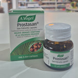 A Vogel Prostasan capsules packaging and bottle on a table