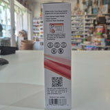 Box of NaturesPlus Hema-Plex Liquid Iron supplement on a counter with QR code and text on a blurred store background