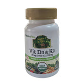 Vitamin supplement bottle labeled 'Vit D3 & K2' by NaturesPlus on a white background