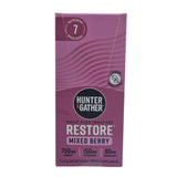 Purple box of Hunter & Gather Restore Mixed Berry electrolytes with a plain white background