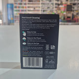 Product label on a glass surface with a blurred background