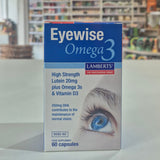 Eyewise Omega3 supplement box with a blurred store background
