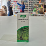 A.Vogel Saw Palmetto oral drops packaging on a counter with a store background