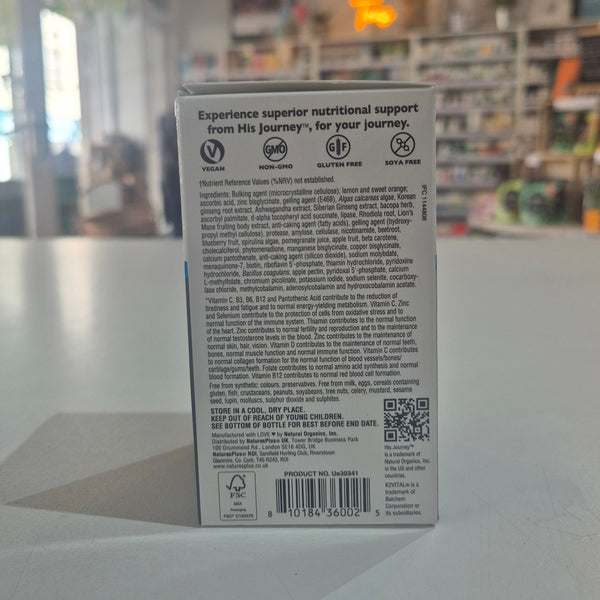Product label on a white surface with a blurred indoor background