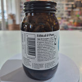 Jar of Viridian High B5 Complex supplement on a white surface with a blurred background. Brown supplement bottle with label on a white surface